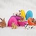 Toymany 12PCS Easter Bunny Figures Toys for Kids, Rabbit Figures Farm Animal Toy for Cake Toppers Party Favors for Toddlers