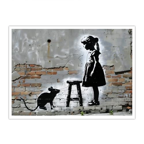 Impression de peinture de rue haut de gamme OSHIONARTE, poster fille et rat deco retro 40x50