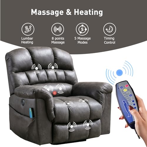Sillón reclinable metálico gris con asiento ancho miniatura 3