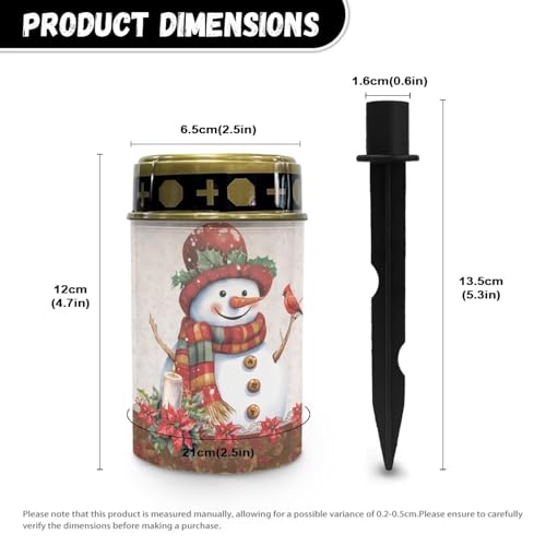 Image of Snowman Cardinal Bird LED Solar Lights for Patriotic Landscape Waterproof Solar Power Light Flameless Candle for Cemetery Christmas Decorations 2 Pcs