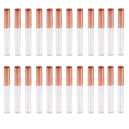 STSUNEU Empty Lip Gloss Tubes, 24 Pieces 2.5ml/0.08oz Reusable Lip Balm Containers with Lipstick Baton and Rubber Leak-proof Inserts, Best Gift for Ladies and Girls