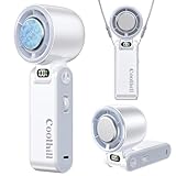 Coolhill Handheld Portable Fan with Ice Cooler: 100-Speed 5500mAh Rechargeable Handheld Fan, 12H Time Hand Cooling Personal Fans with 20000 RPM Air Turbo Tech for Travel Outdoor (White)