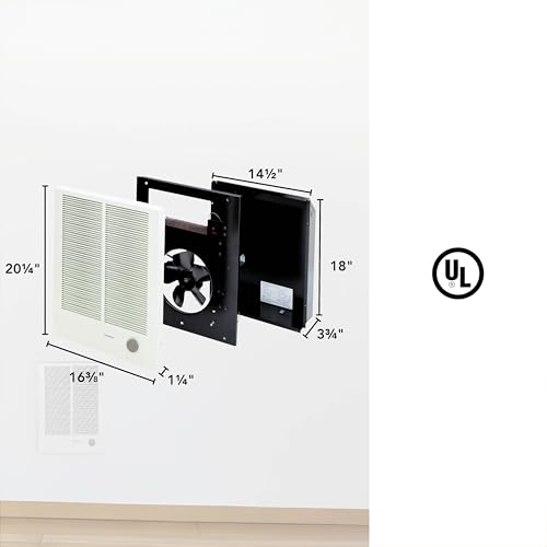 Image of Broan-NuTone 194 High Capacity Wall Heater, White Painted Grille, 3000 /1500 Watt 240 VAC, Covers 300 sq. ft. at Factory Wired Voltage
