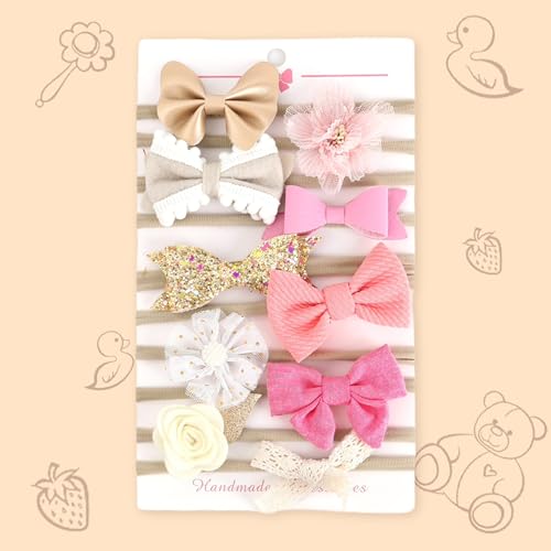 Image of POLKA TOTS Baby Hairbands for Kids Girl | Cute Stretchable Hair Bands for Baby Girls | Kids Hair Accessories | Elastic Infant Hairband | Toddler Hair Clips (Pack of 10)