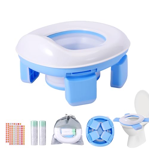 Orinal Portátil Infantil 3 en 1, Asiento Inodoro Plegable para Niños y Bebés, WC Seguro y Fácil de Limpiar, Bolsas Desechables Incluidas, Ideal para Viajes, Casa