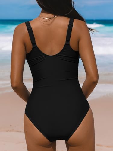 CUPSHE Women's One Piece Swimsuit Sweetheart Neck Wide Adjustable Straps Ruched Front Keyhole Bathing Suit2