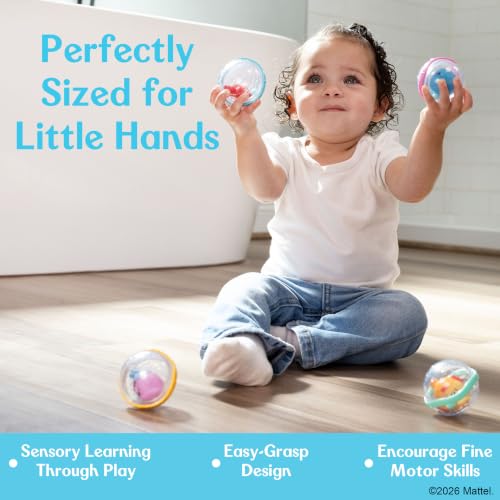 Fisher-Price™ Sensory Rattle Set, 4-Piece Baby Bath & Activity Toy Balls with Ocean Animals, Easy Grasp Rattles for Babies & Toddlers 6M+ - image 5