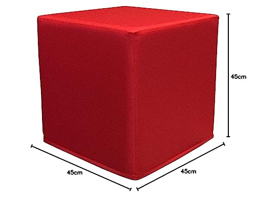 PanQube Pouf VERONA 45 Ottoman Hocker Footstool Seat for Children, Light Red, 45cm x 45cm x 45cm