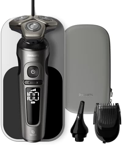 Philips 9000 Prestige Series Wet & Dry Electric Shaver, NanoTech Dual Precision Blades, Ultraflex Suspension System, Top-Spin Digital Motor (Model SP9871/22)