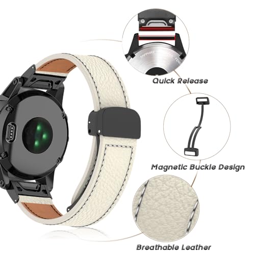 Correa de cuero compatible con Garmin Fenix 7S/6S/5S miniatura 2