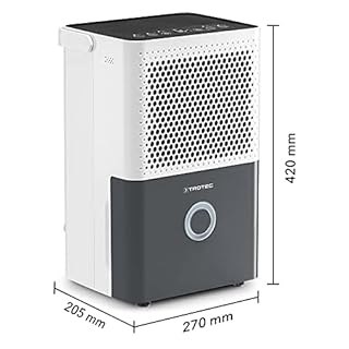 TROTEC Déshumidificateur d’air TTK 33 E – 14 L/24h pour pièces 15 m², hygrostat réglable 30-80%, LED, séchage du linge, minuterie 24h, bac 1,5 L, drainage continu, filtre lavable