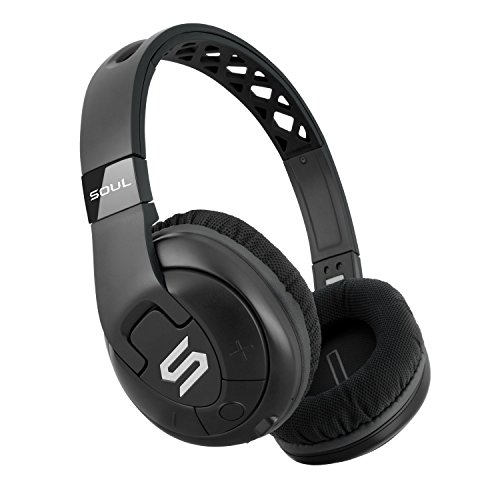 Soul Electronics SX31BK Performance Bluetooth 4.0 Wireless Over-Ear Headphones for Sports. 24 Hours Playtime for Running and Workout and Gym. Support Apple iPhone and Android