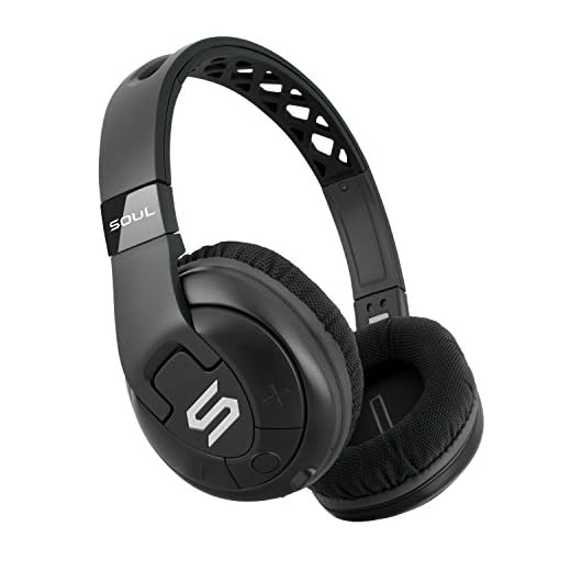 SOUL Electronics X-TRA Performance Bluetooth 4.0 Wireless Over-Ear Headphones for Sports. 24 Hours Playtime for Running and Workout and GYM. Support Apple iPhone and Android - Black