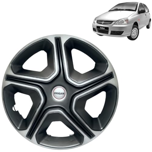 Image of Prigan Indica Grey Silver Wheel Cover 14 inch for -Indica Vista (Set of 4 Pcs) (Press Fitting) Model Name- Nexon Grey Silver 14