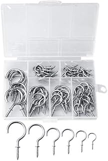 nuoshen 75 Pieces Multi-Size Ceiling Hooks,Nickel Plated Metal Screw-in Ceiling Cup Hook