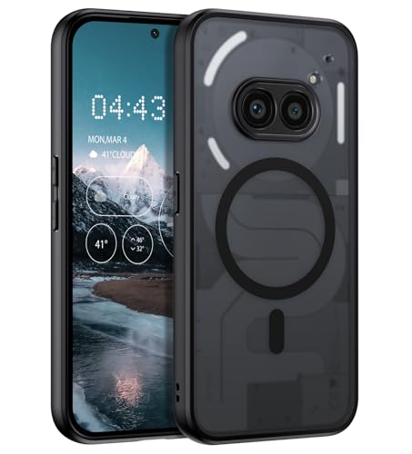 BENTOBEN Funda Magnética para Nothing Phone 2a/2a Plus [Compatible con Magsafe]Carcasa Nothing Phone 2a Funda Protección de Grado Militar Anti-Golpes Parte Trasera Mate Translúcida Anti-Arañazos Negro