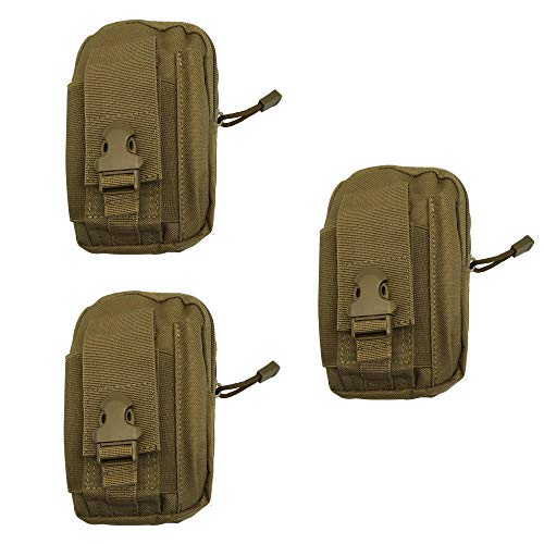3er Set Taktische Militär Seitentasche 02 für den Gürtel mit 2-Fächern - Farbe: FDE (Braun-Beige) - für z.B. Dokumente, Kompaktkamera, Stift,