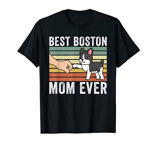 Best boston terrier mom ever retro vintage cane maglietta