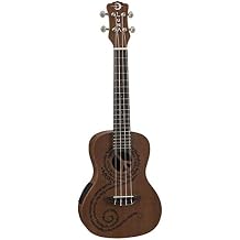 Luna Maluhia Peace Concert Acoustic/Electric Ukulele with Preamp & Gig Bag, Satin Natural