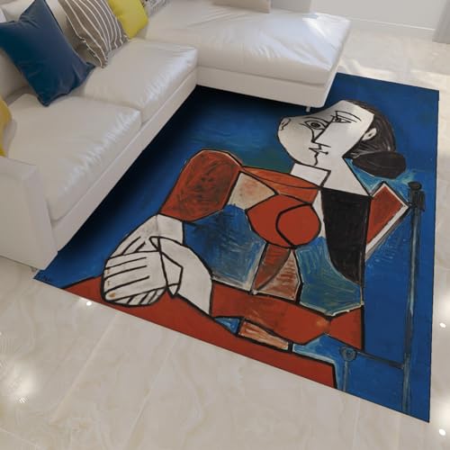 Tapis doux lavable 120x240cm style Picasso anti-taches