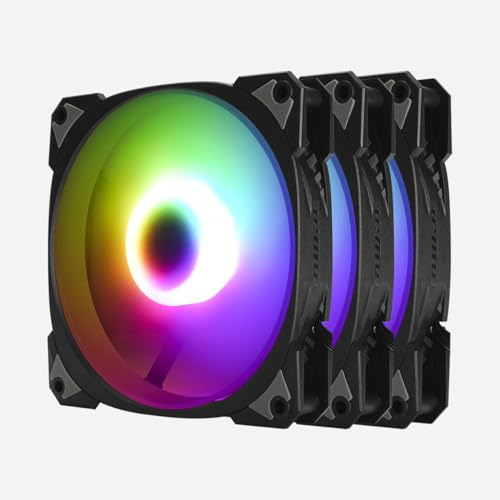 Image of InWin Neptune AN120-3PK, 120mm PWM ARGB Fans, Triple Pack, Customizable Lighting, Static Pressure, 5V-3PIN Addressable RGB, Motherboard SYNC with 5V-3PIN, up to 2200PWM, Black
