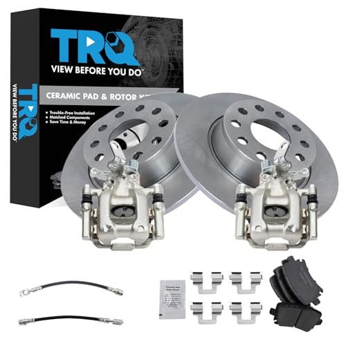 Image of TRQ Rear Brake Pad & Rotor Kit Ceramic Compatible with 2010 Audi A3 A3 Quattro Volkswagen Jetta