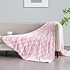 Edenleaf Pink Checkered Blanket, Ultra Soft Fleece Checkered Throw Blankets for Couch Bed and Travel, Luxury Throws for All Seasons, 50x60 Inch, Pink #2