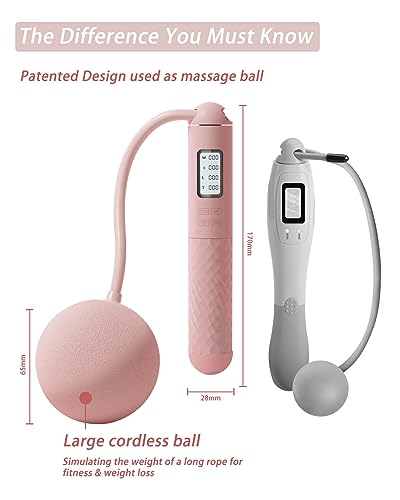 Image of Jump Rope-Cordless & Corded Adjustable Jump Rope for Fitness with Large Ball for Home Gym & Travel for Men and Women