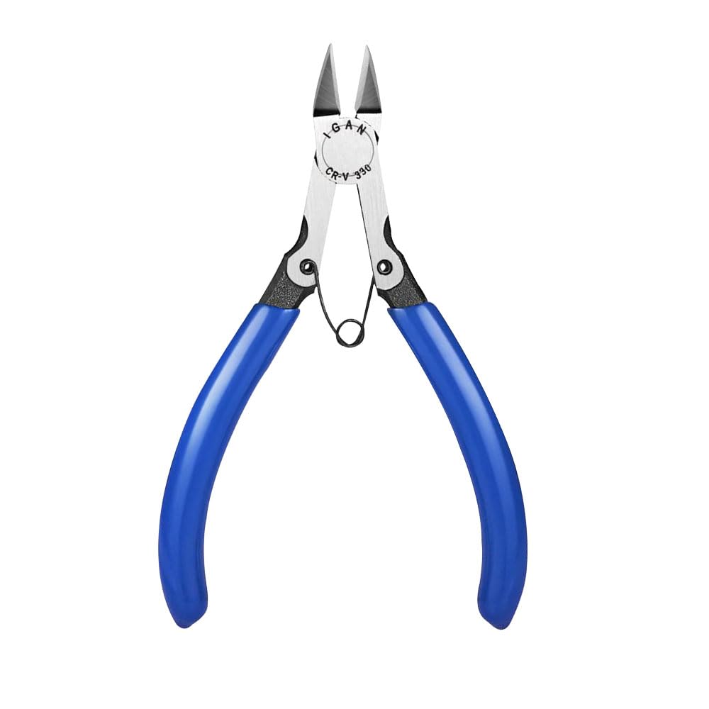 JZSWire Flush Cutters,Electronic Model Sprue Wire Clippers,Ultra Sharp and Precision CR-V Side Cutting Nippers,Diagonal and Film Cutting Edge,Spring-Action Design,for Clean and Precision Cutting,Blue