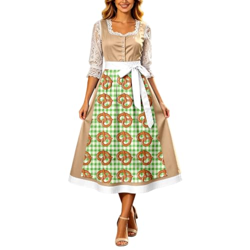 Dirndl tirolés largo para Oktoberfest y eventos tradicionales 2
