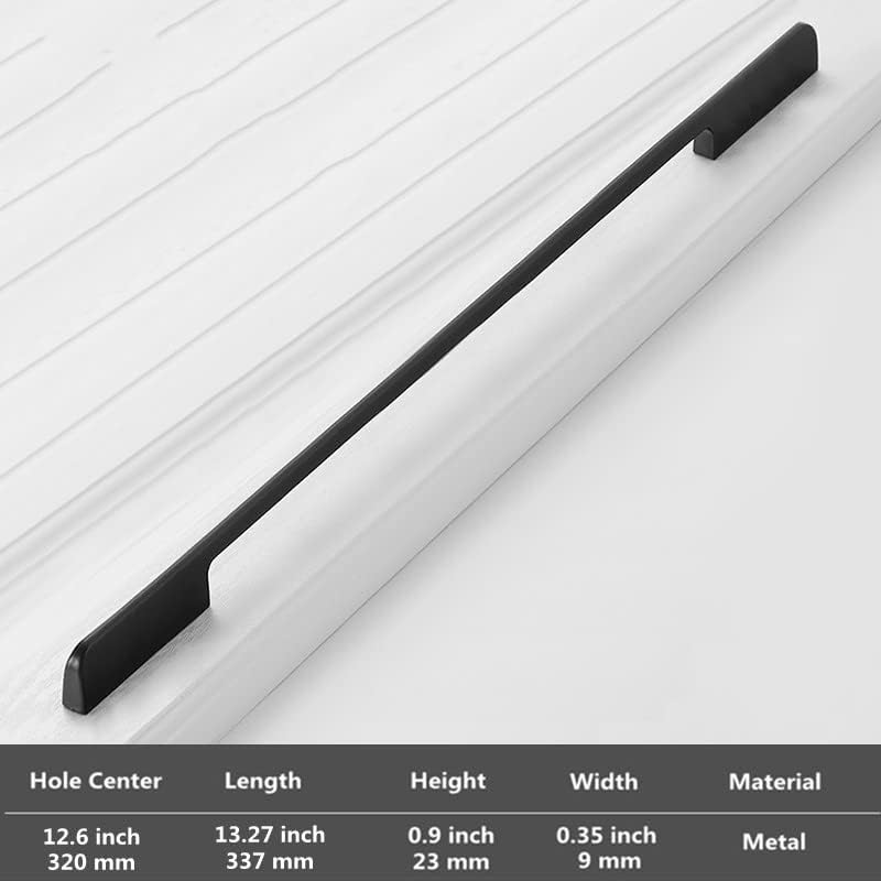 Miniatura 2 de Paquete de 5 manijas de gabinete de cocina, tiradores de cajón color negro sólido, herrajes largos para muebles de tocador (13.27 pulgadas)