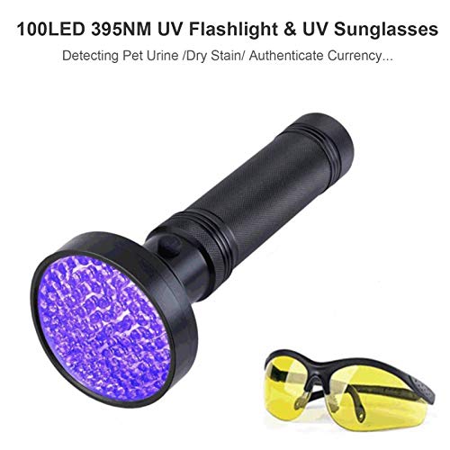 Jethrora Lanterna UV Detector de Urina para Animais de Estimação Luz Negra 100 LED 395NM Luz Negra c
