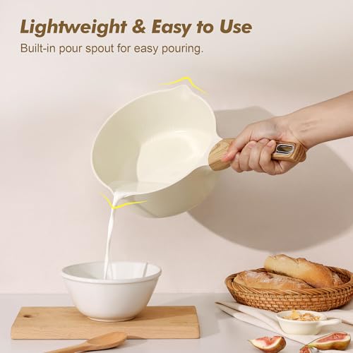 image for SENSARTE 2.0 & 3.0 Quart Ceramic Sauce Pan Sets with Lid, Cooking Pots