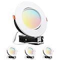 TORCHSTAR 6 Inch 5CCT Gimbal LED Recessed Lighting with Junction Box Dimmable, 2700K/3000K/3500K/4000K/5000K Selectable, Adjustable Recessed Downlight, LED Retrofit Downlight, ETL, Pack of 4