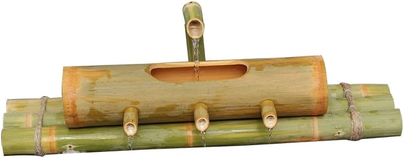 ソーラーナチュラル竹製噴水、屋外噴水、竹のアクセントの伝統的な日本のロッキング噴水、裏庭の池キット、60cm / 23.6インチ
