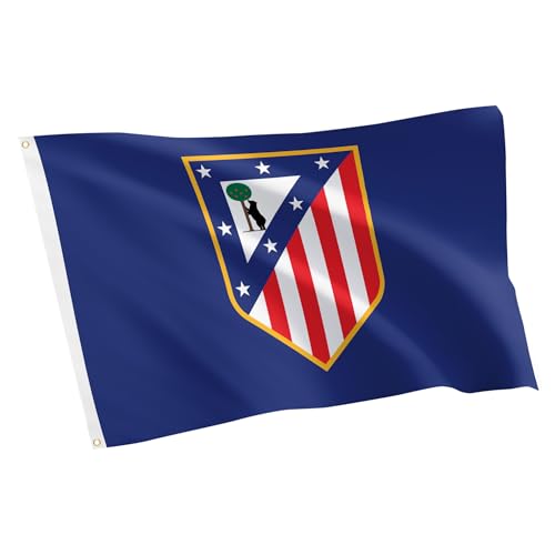 Desert Cactus Bandera del Atlético de Madrid, 3 x 5 pies, bandera de fútbol Atlético Los Colchoneros, tela duradera para interiores y exteriores, diseño 100% poliéster (B)