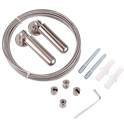 Dough.Q Juego de Varillas de Amarre de Cortina de Malla de Alambre de tensión de Cortina Montaje de Pared Foto de Foto Cable de Cortina Alambre de Cortina Tendedero de Acero Inoxidable (5 Metros)