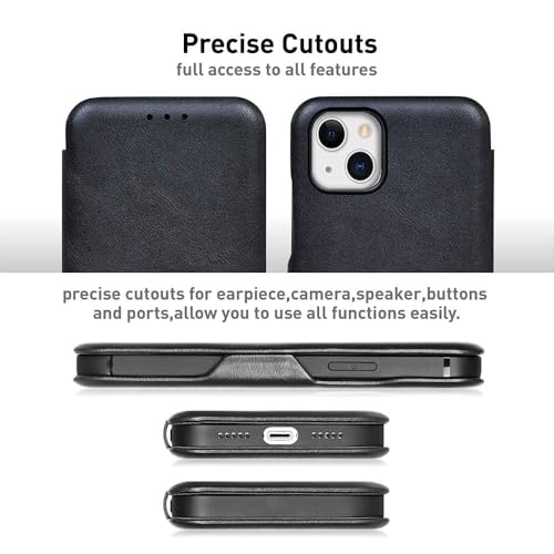 Image of Premium Vegan Leather Wallet Case for Google Pixel 10A, Premium PU Flip Cover with Card Slot, Magnetic Closure, Kickstand, Slim Durable Design, Privacy Protection - Black