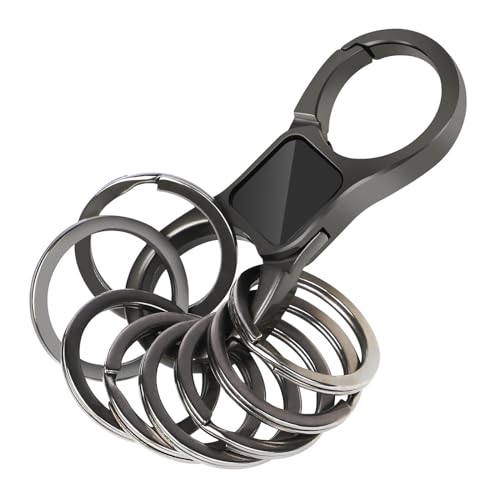 DAYGOS Schlüsselbund für Herren, Schlüsselkette mit Schnellverschluss und 8 Schlüsselring, Schlüsselanhänger Auto aus schwerem Metall und Edelstahl,Schwarz
