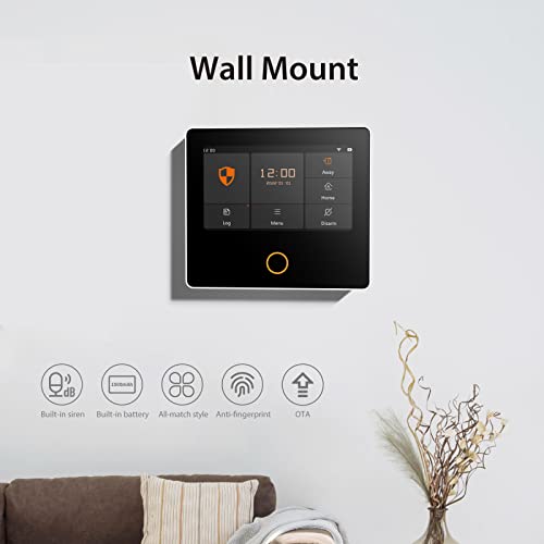 Staniot 8-Piece Home Security System, Secpanel 5 Wireless Alarm System Kit, Ips Touch Screen Panel, Door Sensor, Motion Sensor, Remote Control, High Decibel Siren For Home Security, Work With Alexa #TOP2