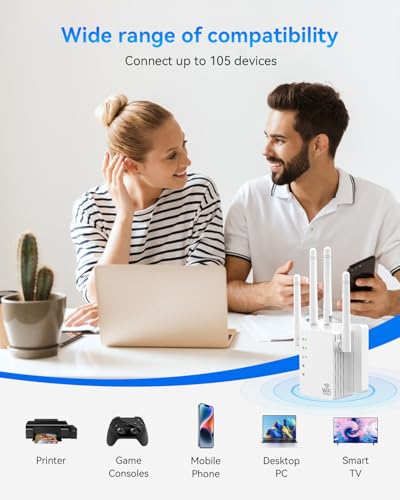 AOOEPU WiFi Extender, WiFi Booster 1200Mbps Dual Band (5GHz/2.4GHz), WiFi Extenders Signal Booster for Home, WiFi Repeater with Ethernet Port Covers up to 12880sq. ft and 105 Devices