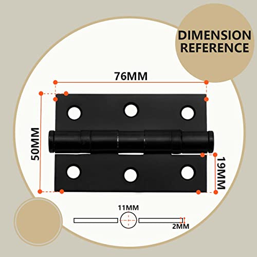 Bwintech 2 works 75 x 50 x 2.0mm(3 inch) Matt Black Steel Fireproof Inner Door Hinge, Square Corners - Image 2