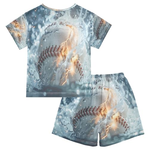 senya Short Sleeve Pajamas Sets Summer Cotton Sleepwear Water Baseball2