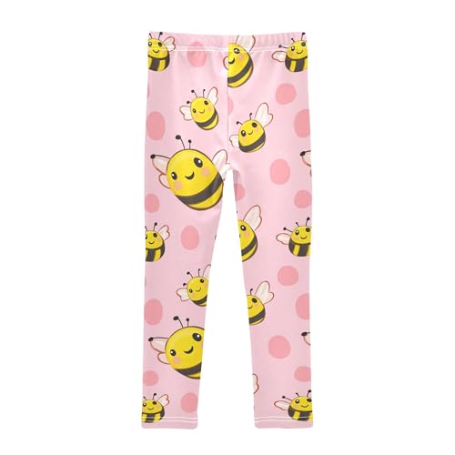 JUNZAN Cartoon Cute Bees Pink Kids Girls Leg Warmers Leggings Stretchy Dance Leggings Yoga & Gym 4T2