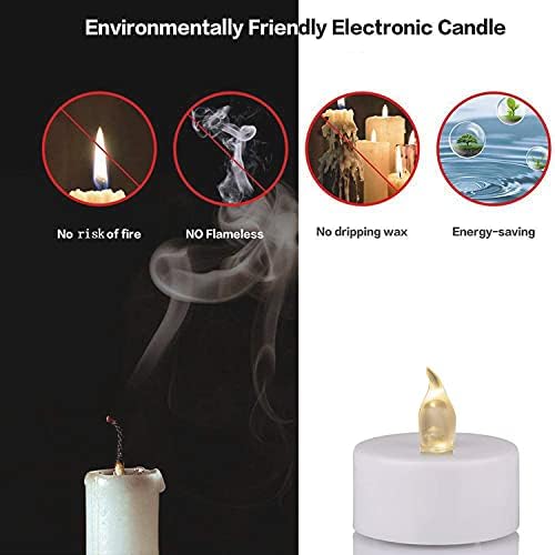 Battery Operated Flameless LED Tea Lights Candles 24-Pack Realistic Flickering Candle with Warm White Bulb Light for Christmas Halloween Decoration,Festivals,Weddings (24 Pack Warm White)