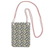 Tamiger Bolsa cruzada delgada para teléfono móvil, diseño de flores y margaritas, a la moda, viajes, correr, senderismo, uso al aire libre, Pink, Talla única