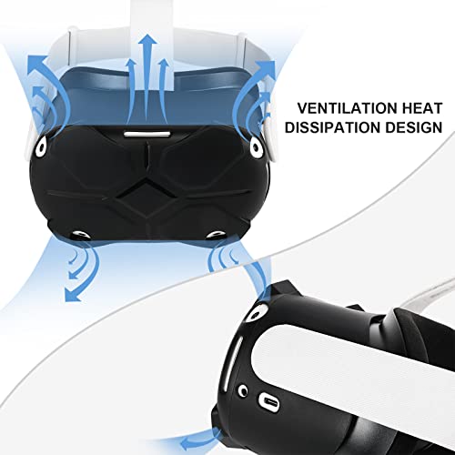 Vr Shell Front Protector Cover For Oculus Quest 2, Silicone Protective Headset Cover Anti Scratch Anti Dust Anti Shock, Compatible With Quest 2 Accessories (Black) #TOP2