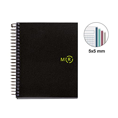 Miquelrius 4.5 X 6 A6 Recycled Wirebound Notebook, 4-Subject Graph Paper, Black #TOP1