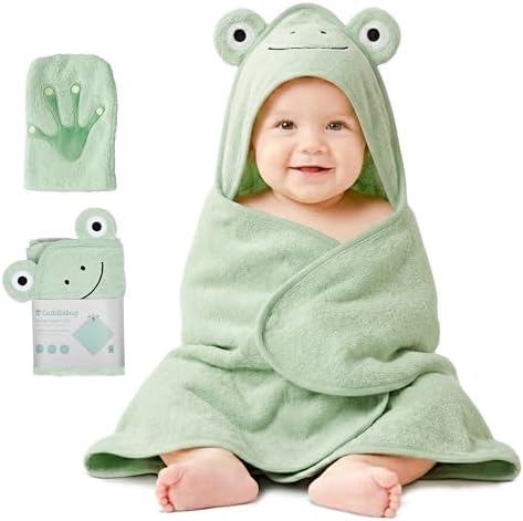 CuddleBug Set de Capa de Baño con Capucha y Manopla para Bebé - 1...