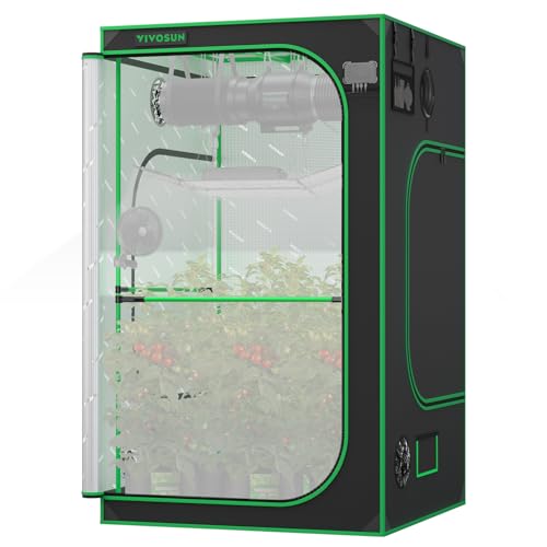 VIVOSUN P448 48"×48"×80" PRO Grow Tent, with Thick 1 inch Poles, Strengthened High Reflective Mylar Oxford Fabric, Extra Hanging Bars & High CFM Kit for Hydroponics Indoor Plant for AeroLight A200SE×2